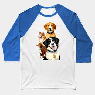 Watercolor funny dog pack Baseball T-Shirt